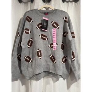 Vince Camuto Womens Football Intarsia Knit Sweater Gray Cotton SV7755200 Small